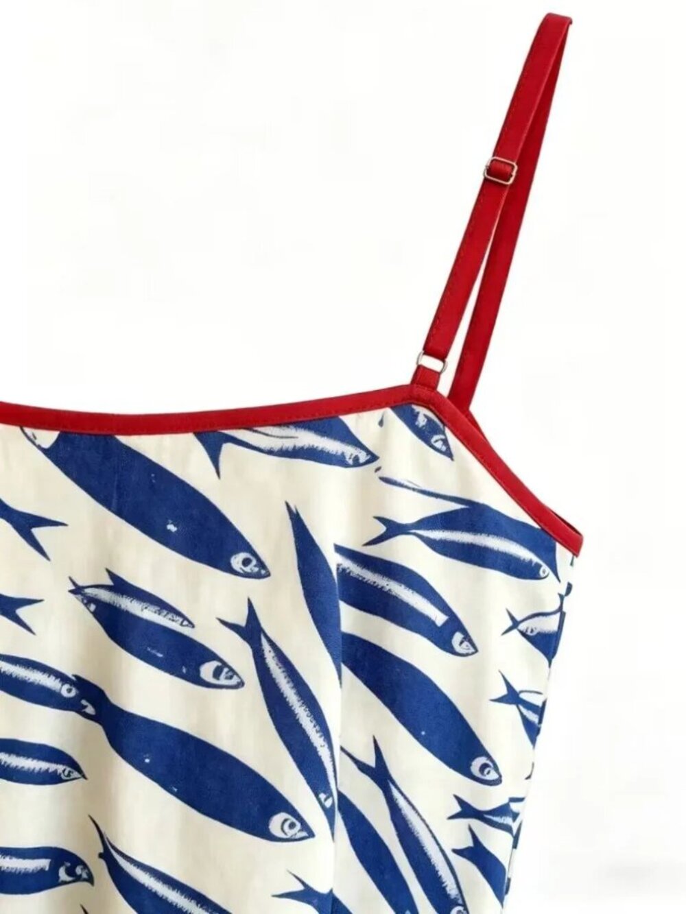 Market Fresh Sardines Red & Blue Maxi Dress - Picture 5 of 5